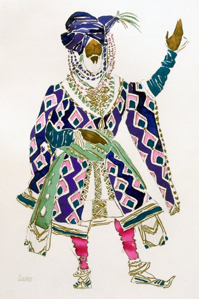 Diseño de vestuario para un sultán de Leon Bakst